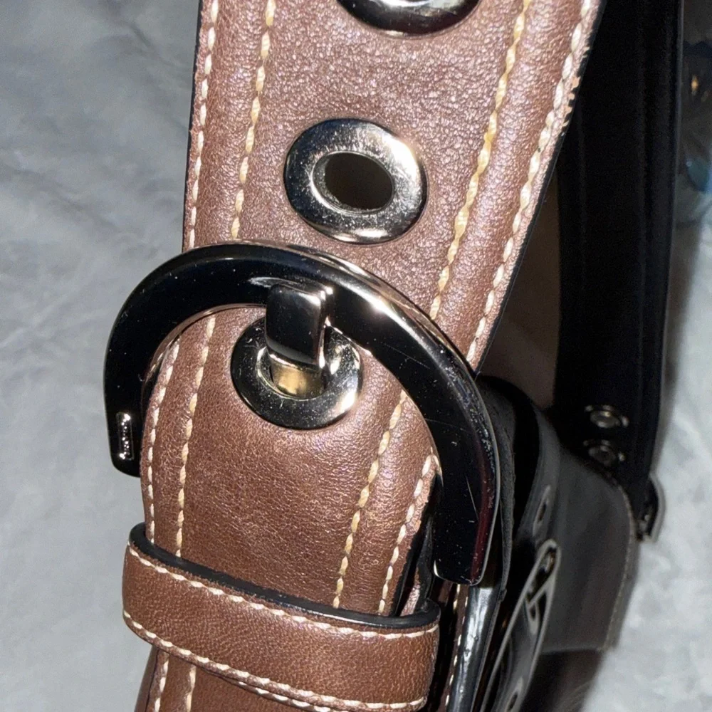 Coach Dark Brown Leather Shoulder Bag with Silver Hardware - Picture 14 of 16
